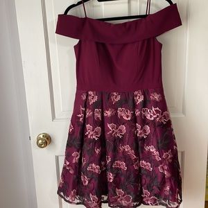 Maroon Morgan & Co off shoulder dress in size 11 juniors
